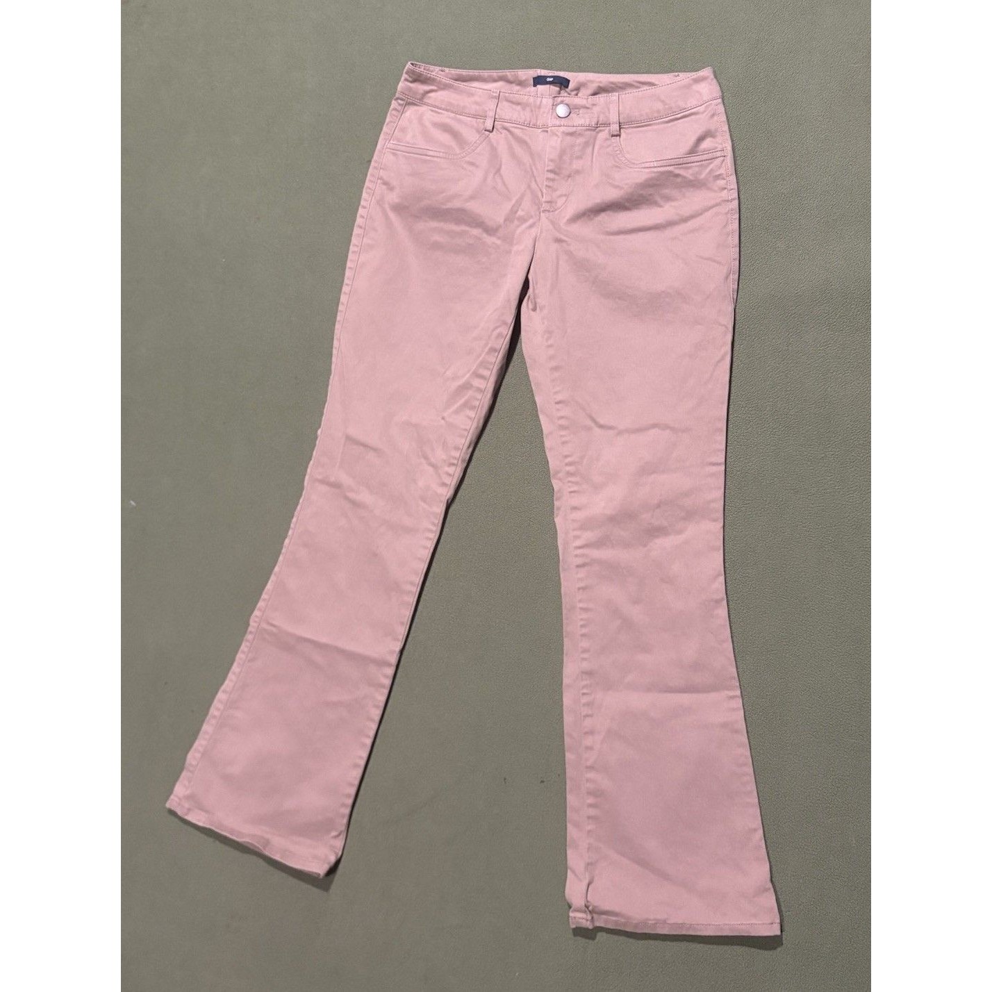 Gap Pants Womens 2 Khaki Low Rise Flare Leg Stretch Bootcut Zip Fly 1969